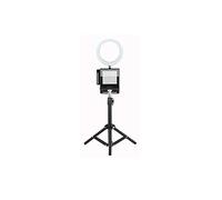 Spolehli Teleprompter TMP TMP Regolabile Teleprompter con 6''/10''/14'' Anello Luce e 23.6''Desk Treppiede per Video Intervista Host Broadcast Live Broadcast (Kit 2: teleprompter+23.6''Treppie+6''Ring Light)