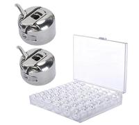 Spolette per macchina da cucire compatibili universali 36 pezzi + 1 scatola trasparente + 2 custodie bobina in plastica resistente antiusura per cucito casa e sartoria