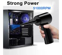 Spolverino ad aria compressa per tastiera del computer 51000 giri/min Ricarica USB Mini elettrico Cordless PC Pulitore per auto Ventilatore d'aria wireless Black