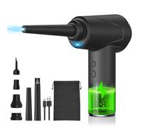 Spolverino ad aria compressa, ventilatore elettrico a velocità regolabile a 3 ingranaggi con luce a LED, spolverino d'aria wireless ricaricabile da 9000 mAh per accessori PC, tastiera da