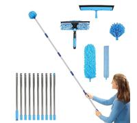 Spolverino con manico telescopico, set completo versatile da 4,2 m, con estrattore per scopa, per pavimento, soffitto, appartamento, bagno, mobili, auto, esterno
