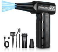 Spolverino elettrico ad aria compressa, 180000 giri/min, senza fili, 7500 mAh, ricaricabile, con motore brushless, 3 marce, regolabile, per computer, auto, esterni e casa