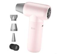 Spolverino elettrico ad aria compressa portatile a 3 velocità con motore brushless e 3 ugelli, per Mini Turbo per asciugare l'auto, pulizia della tastiera, rimozione neve, rosa
