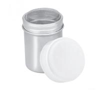 Spolverino per cacao in acciaio inox per caffè e torte, dispenser manuale in polvere con coperchio, 5,5 x 8 cm, utensile da cucina