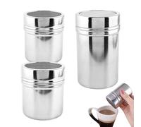 Spolverino Per Farina - Dispenser Zucchero A Velo Per Caffè,3 Pezzi Contenitori In Acciaio Inox Attrezzatura Cucina Per Caffè E Colazione