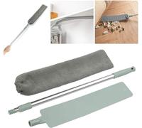 Spolverino Telescopico in Microfibra con Asta Allungabile, Panno Lavabile Grigio, Set per Pulizia Angoli e Sottomobili