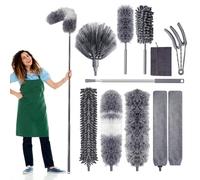 Spolverino telescopico lavabile in microfibra, asciugabile fino a 250 cm, scopa per ragnatele con manico telescopico, scopa antipolvere con scopa angolare pieghevole, per coperte, ragnatele,