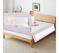 Sponda di Sicurezza Portatile per Bambini, Barriera Letto da Viaggio Pieghevole e portatile, Fissaggio Sicuro, per Materassi di Lunghezza oltre ai 180 cm e Spessore 10-23 cm, 180*70*26 cm-grigio