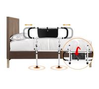 Sponda letto per anziani con altezze regolabili e doppie maniglie laterali estensibili, barra di supporto letto pieghevole per prevenire le cadute, sponda letto per carichi pesanti adatta a letto Ki