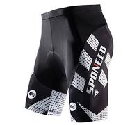 sponeed Pantaloncini da Ciclismo da Uomo, Imbottiti, Pantaloni da Equitazione, Abbigliamento da Ciclismo, Nero e Bianco, L