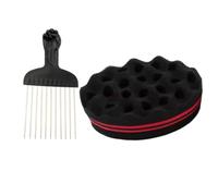 Sponge per capelli per strumento di stile a ricciolo da uomo-twist nero, spugna afro bobina | Sponge di terrore a doppia faccia, amplificatore riccio naturale, spugna riccia dal parrucchiere, pennello