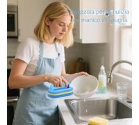 Sponge Per La Pulizia Del Bagno Con Manico - Cuscinetto Di Lavaggio Ergonomico Domestico, Flagello Multiuso | Sponge Di Pulizia Resistente Per Lavello Per Latte Per Bagno Piastrelle Doccia Spa Per Nuo