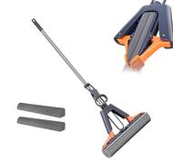 Sponge Squeeze Mop - Asta Telescopica 2 Testine Di Ricambio Per La Rimozione Delle Macchie | Mop Con Rullo In Spugna Autospreminte Per La Pulizia Dei Pavimenti | Per Cucina Soggiorno Bagno Camera Da L