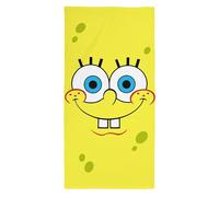 Spongebob Asciugamano Bambini Ufficiale | Morbidezza ultra morbida | Design quadrato con Spongebob, Patrick, Squidward, Mr Krabs | Perfetto per casa, bagno, spiaggia e piscina | 70 x 140 cm