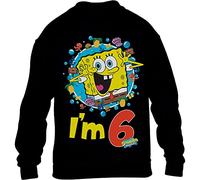 Spongebob Felpa Compleanno, Regalo Bambino 6 Anni Maglione per Bambini e Ragazzi 7-8 Anni Nero