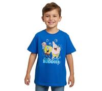 Spongebob - Maglietta a maniche corte con testa di Spongebob per bambini, a maniche corte, colore blu, Blu, 98-104 cm