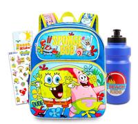 Spongebob - Mini zaino per bambini, 30,5 cm con cinghie regolabili | Spongebob Squarepants - Zaino piccolo con tasca per viaggi e zaino con bottiglia, adesivi, per ragazze, ragazzi, adulti