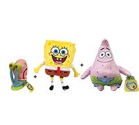 Spongebob - Pack 3 Peluches Bob (28cm) + Patrick Stella (31cm) + Gary (13cm) - Qualità super soft