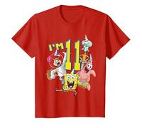Spongebob Squarepants 11th Birthday Today I'm 11 Maglietta, Bambini, Rosso, 3 Anni