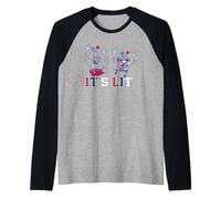 Spongebob Squarepants 4th of July It's Lit Patriotic Party Maglia con Maniche Raglan
