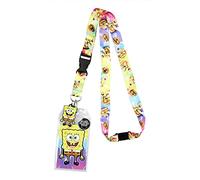 Spongebob Squarepants and Patrick Riding Krabby Patties Breakaway ID cordino con porta badge staccabile in gomma e adesivo da collezione