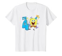 Spongebob Squarepants Birthday Hat, I'm 4 Maglietta, Bambini, Bianco, 12 Anni