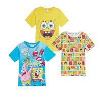 SpongeBob SquarePants Confezione da 3 magliette per bambini per ragazzi e ragazze, magliette estive in cotone regalo Spongebob, Multi, 5-6 Anni