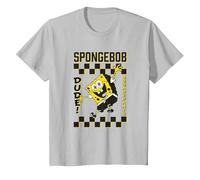 Spongebob Squarepants Dude! Checker Pattern Vintage Poster Maglietta, Bambini, Argento, 6 Anni