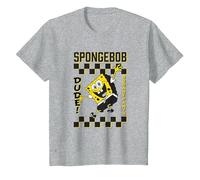 Spongebob Squarepants Dude! Checker Pattern Vintage Poster Maglietta, Bambini, Grigio Melange, 10 Anni