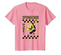 Spongebob Squarepants Dude! Checker Pattern Vintage Poster Maglietta, Bambini, Rosa, 10 Anni