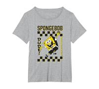 Spongebob Squarepants Dude! Checker Pattern Vintage Poster Maglietta, Donna Plus-Size, Grigio Melange, 6X