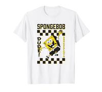 Spongebob Squarepants Dude! Checker Pattern Vintage Poster Maglietta, Uomo, Bianco, L