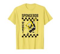 Spongebob Squarepants Dude! Checker Pattern Vintage Poster Maglietta, Uomo, Limone, S