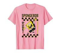 Spongebob Squarepants Dude! Checker Pattern Vintage Poster Maglietta, Uomo, Rosa, S