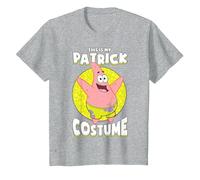 Spongebob Squarepants Halloween This Is My Patrick Costume Maglietta, Bambini, Grigio Melange, 10 Anni