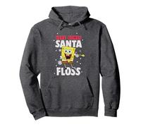 Spongebob Squarepants Natale Here Comes Santa Floss Felpa con Cappuccio, Unisex per Adulti, Grigio Scuro, XXL
