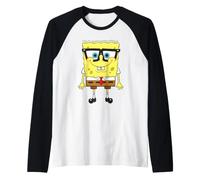 Spongebob Squarepants Nerd Glasses Big Face Maglia con Maniche Raglan