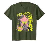 Spongebob Squarepants Patrick Star Fishnets Cartoon Maglietta, Bambini, Oliva, 3 Anni