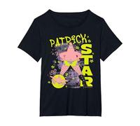 Spongebob Squarepants Patrick Star Fishnets Cartoon Maglietta, Donna Plus-Size, Nero, 3X