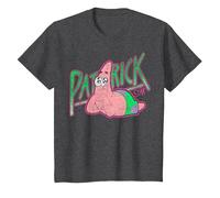 Spongebob Squarepants Patrick Star Vintage Cute Smile Maglietta, Bambini, Grigio Scuro, 2 Anni