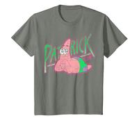 Spongebob Squarepants Patrick Star Vintage Cute Smile Maglietta, Bambini, Verde Militare mélange, 2 Anni