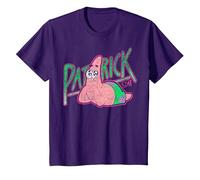 Spongebob Squarepants Patrick Star Vintage Cute Smile Maglietta, Bambini, Viola, 8 Anni
