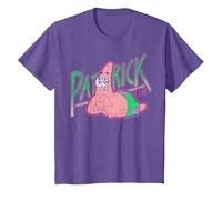 Spongebob Squarepants Patrick Star Vintage Cute Smile Maglietta, Bambini, Viola mélange, 3 Anni