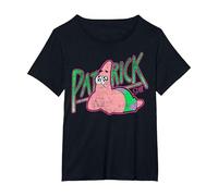Spongebob Squarepants Patrick Star Vintage Cute Smile Maglietta, Donna Plus-Size, Nero, 6X