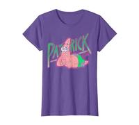 Spongebob Squarepants Patrick Star Vintage Cute Smile Maglietta, Donna, Viola mélange, 3XL