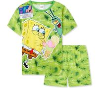 SPONGEBOB SQUAREPANTS Pigiama Bambino 2 Pezzi Corti Estate Abbigliamento da Casa Set Morbido Pigiami Regalo Ragazzo (4-5 Anni, Verde Tie Dye)