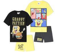 Spongebob Squarepants Pigiama Bambino 3-8 Anni, 2 Pacco Pigiami Estivi Bambini Manica Corta, Abbigliamento da Casa Traspirante, Idee Regalo Ragazzo (3-4 Anni, Multi Spongebob, 2 Pack)