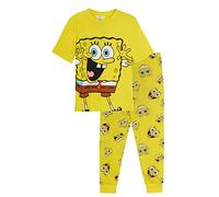 SPONGEBOB SQUAREPANTS Pigiama per bambini Snuggle Fit - Set pigiama a tutta lunghezza, con maglietta a maniche corte, idea regalo unisex, Giallo, 3-4 Anni
