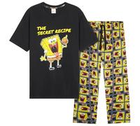 SPONGEBOB SQUAREPANTS Pigiama Uomo y Adolescenti Set Pigiami con T-Shirt e Pantaloni Lunghi Abbigliamento da Casa Regalo Uomo (3XL, Nero/Giallo)