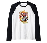 Spongebob Squarepants Racing Parts On Fire Retro Maglia con Maniche Raglan